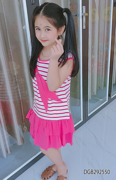 Đầm thun mùa hè phối nơ dễ thương cho bé gái DGB292550
