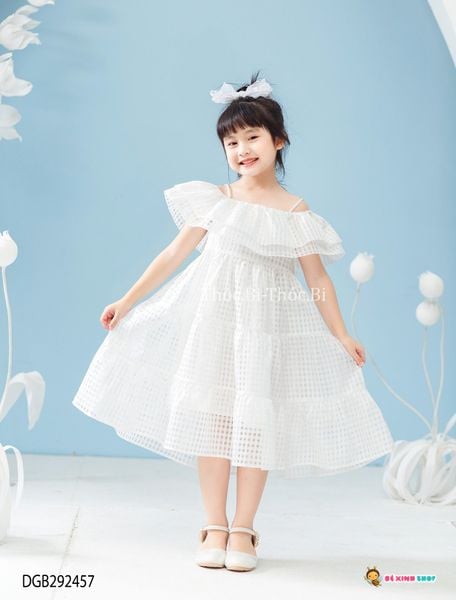 Đầm tơ kính kèm kẹp tóc dễ thương cho bé gái DGB292457