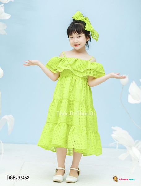 Đầm tơ kính kèm kẹp tóc dễ thương cho bé gái DGB292457