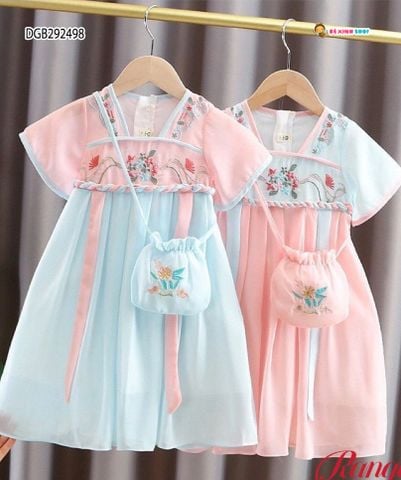 Đầm trung hoa kèm túi dễ thương cho bé gái ngày Lễ Tết DGB292496