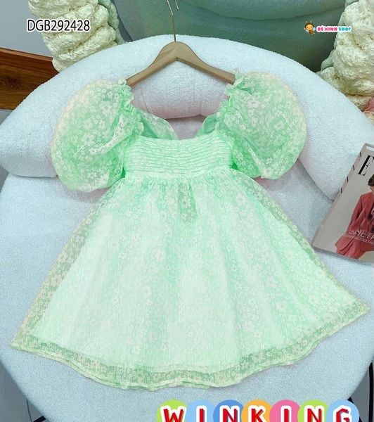 Đầm voan tơ tay phồng nơ sau dễ thương cho bé gái DGB292426