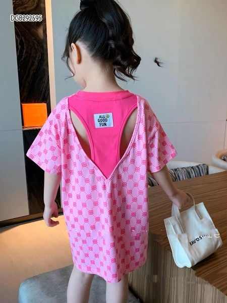 Đầm thun xẽ lưng dễ thương cho bé gái DGB292595