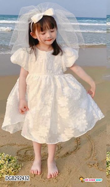 Đầm xô gấm nơ sau dễ thương cho bé gái DGB292432