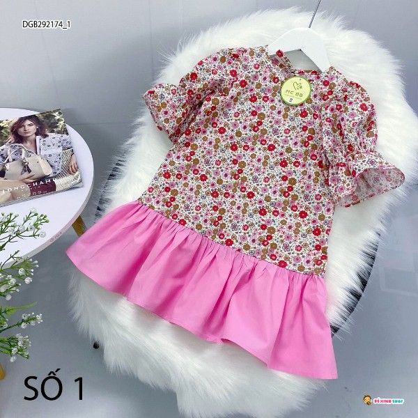 Đầm kate bông tay chuông dễ thương cho bé gái DGB292174