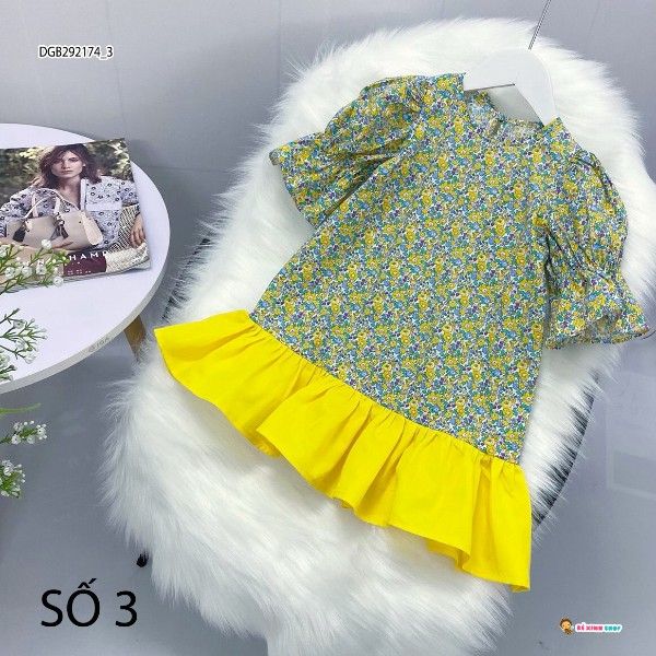 Đầm kate bông tay chuông dễ thương cho bé gái DGB292174