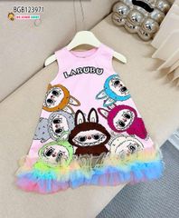 Đầm suông Labubu phối voan màu sắc  dễ thương cho bé gái BGB123971