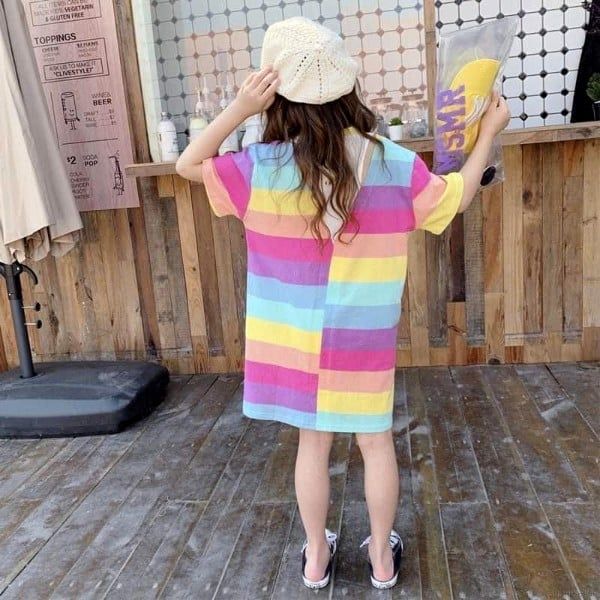 [XẢ KHO] Đầm sọc sắc màu số 5 dễ thương cho bé gái DGB292129