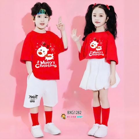 NOEL - Bộ đồng phục bé trai & bé gái áo thun quần váy bí cho bé đi chơi BXG1286