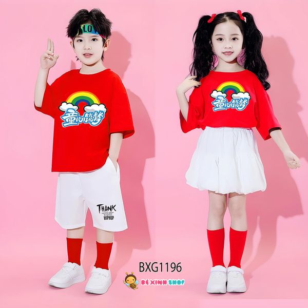 Bộ đồng phục bé trai & bé gái áo thun quần váy bí cho bé nhảy múa, đi chơi BXG1188
