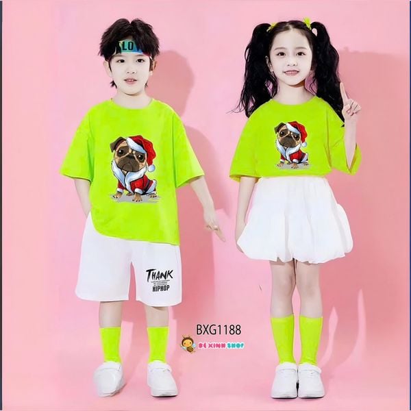 Bộ đồng phục bé trai & bé gái áo thun quần váy bí cho bé nhảy múa, đi chơi BXG1188