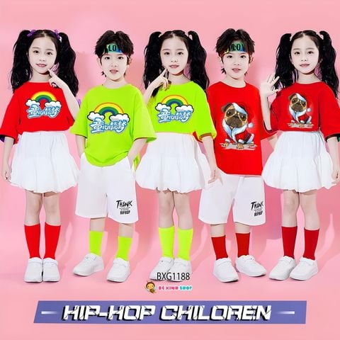 Bộ đồng phục bé trai & bé gái áo thun quần váy bí cho bé nhảy múa, đi chơi BXG1188