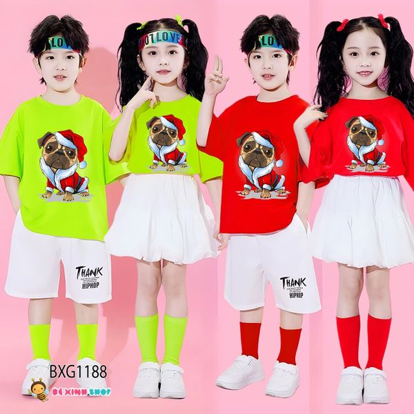 Bộ đồng phục bé trai & bé gái áo thun quần váy bí cho bé nhảy múa, đi chơi BXG1188