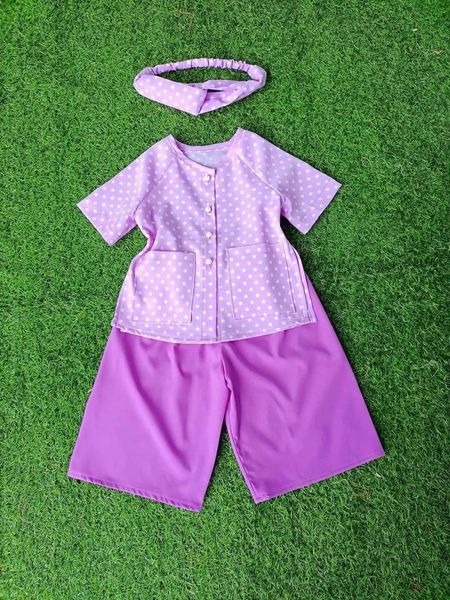 Bộ bà ba kèm băng đô dễ thương cho bé gái BGB123099