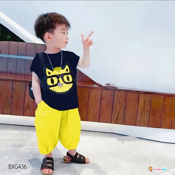 Set áo mèo quần alibaba dễ thương cho bé trai & bé gái BXG436