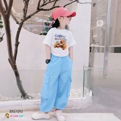 Bộ áo rút dây CapyBara quần kaki jogger túi hộp dễ thương cho bé gái đi chơi, học nhảy BXG1092