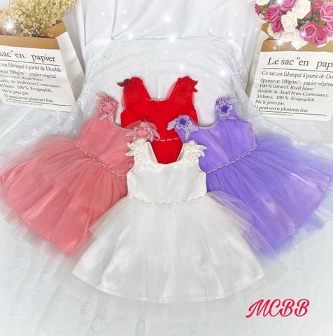 Đầm công chúa HOA KẾT HẠT xếp ly ngực dễ thương cho bé gái DGB292219