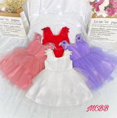 Đầm công chúa HOA KẾT HẠT xếp ly ngực dễ thương cho bé gái DGB292219
