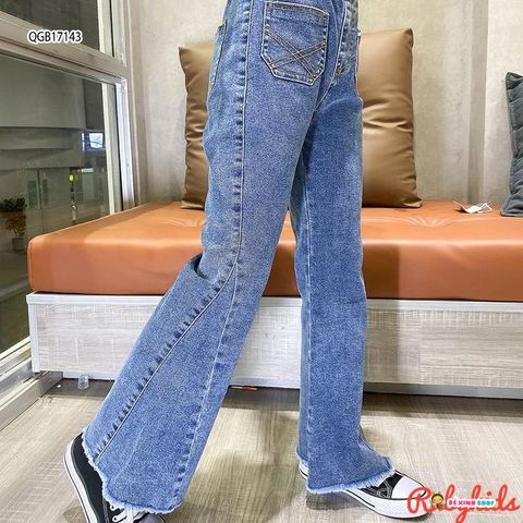 Quần jeans dài ống loe dễ thương cho bé gái QGB17143