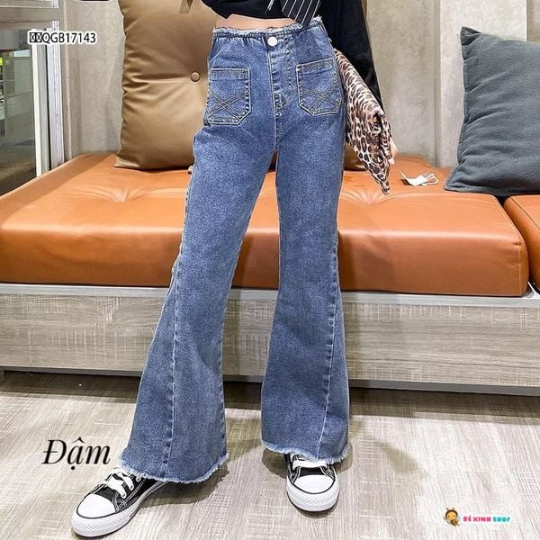 Quần jeans dài ống loe dễ thương cho bé gái QGB17143
