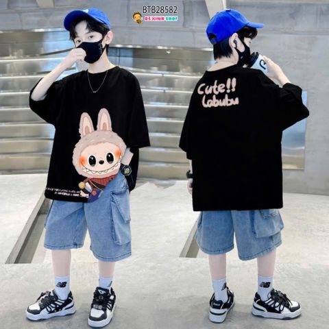 Set jean túi hộp in Labubu Cute dễ thương cho bé trai BTB28581