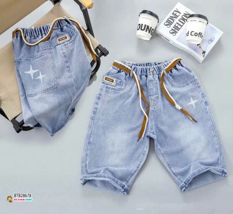 Quần  jean lửng wash bạc QCCC dễ thương cho bé trai BTB28676 (KHÔNG KÈM DÂY)