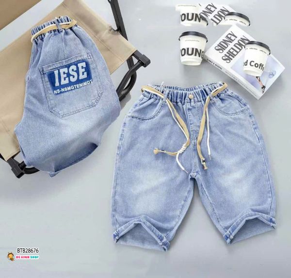 Quần  jean lửng wash bạc QCCC dễ thương cho bé trai BTB28676 (KHÔNG KÈM DÂY)