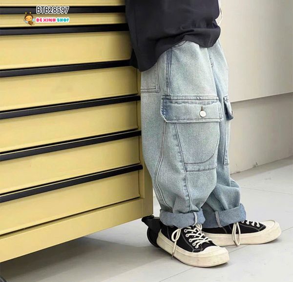 [XẢ KHO] Quần jean túi hộp hiphop Win dễ thương cho bé trai BTB28597