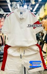 Set cổ trụ  lé vai  phối màu thêu L..V dễ thương cho bé trai BTB28560