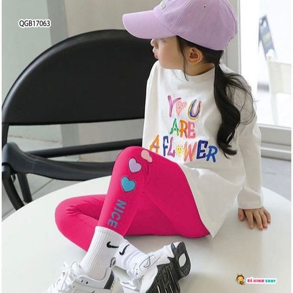 Quần legging trái tim dễ thương cho bé gái QGB17062