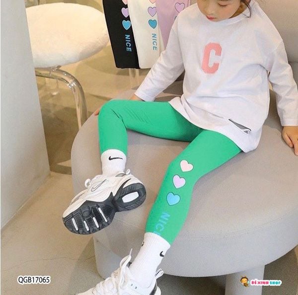 Quần legging trái tim dễ thương cho bé gái QGB17062