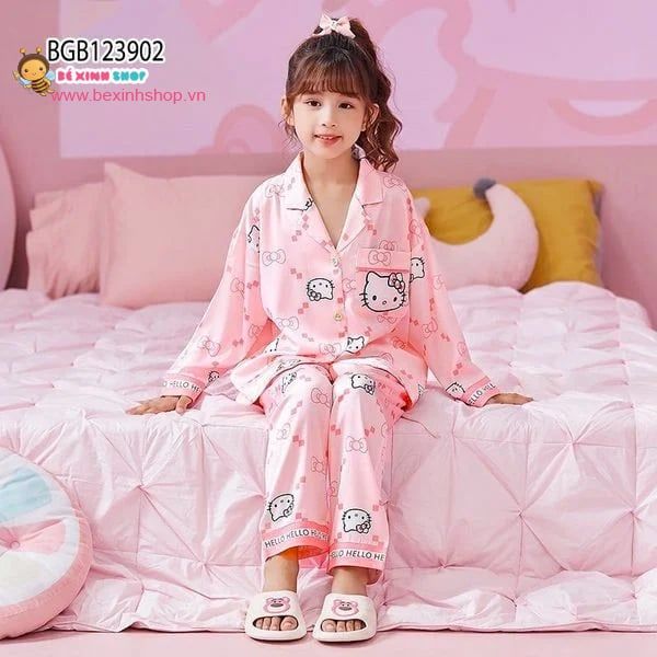 Pijama tay dài họa tiết hoạt hình dễ thương cho bé gái BGB124145