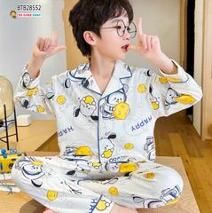 Set Pijama lụa tay dài quần dài  dễ thương cho bé trai BTB28552