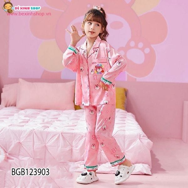 Pijama tay dài họa tiết hoạt hình dễ thương cho bé gái BGB124145