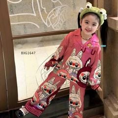 Pijama lụa dài tay Labubu dễ thương cho bé gái BXG1647