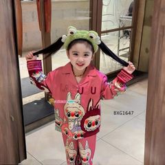 Pijama lụa dài tay Labubu dễ thương cho bé gái BXG1647