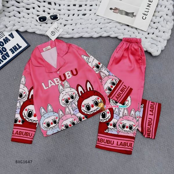Pijama lụa dài tay Labubu dễ thương cho bé gái BXG1647
