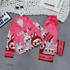 Pijama lụa dài tay Labubu dễ thương cho bé gái BXG1647