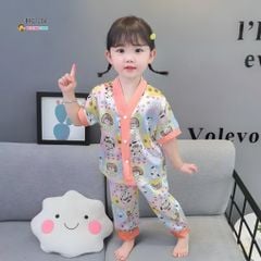 Pijama lụa mặc nhà ngắn tay dễ thương cho bé gái BXG1204