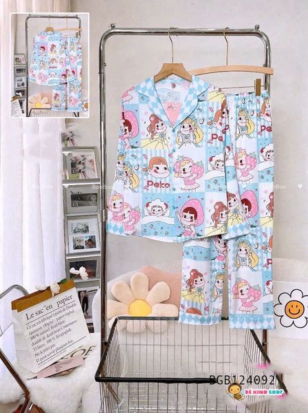 Pijama lụa mềm tay dài P kid  dễ thương cho bé gái BGB124091
