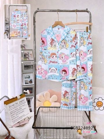 Pijama lụa mềm tay dài P kid  dễ thương cho bé gái BGB124091