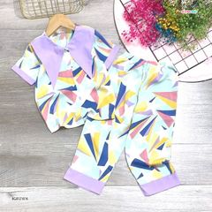 [XẢ KHO] Pijama cổ kim cương dễ thương cho bé gái BGB121815