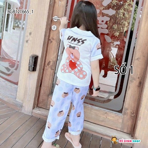 Pijama GẤU chấm bi dễ thương cho bé gái BGB121665