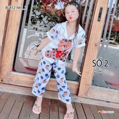 Pijama GẤU chấm bi dễ thương cho bé gái BGB121665