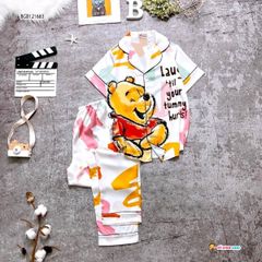 Pijama in gấu Pooh chữ dễ thương cho bé gái BGB121683