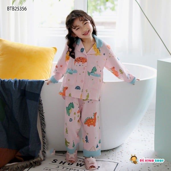 [XẢ KHO] Bộ Pijama in khủng long dễ thương cho bé BTB25355