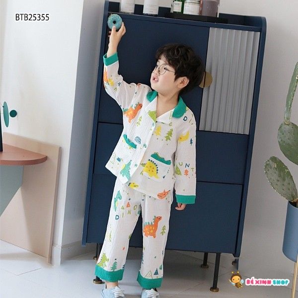 [XẢ KHO] Bộ Pijama in khủng long dễ thương cho bé BTB25355