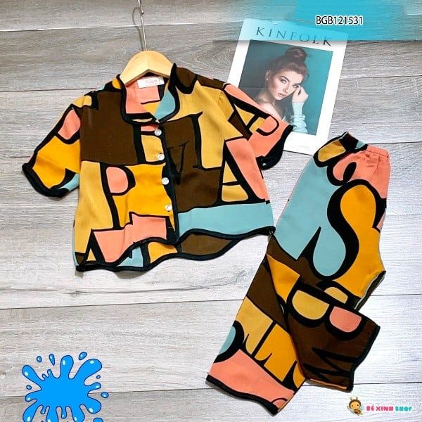 Bộ pijama phối màu dễ thương cho bé gái BGB121531