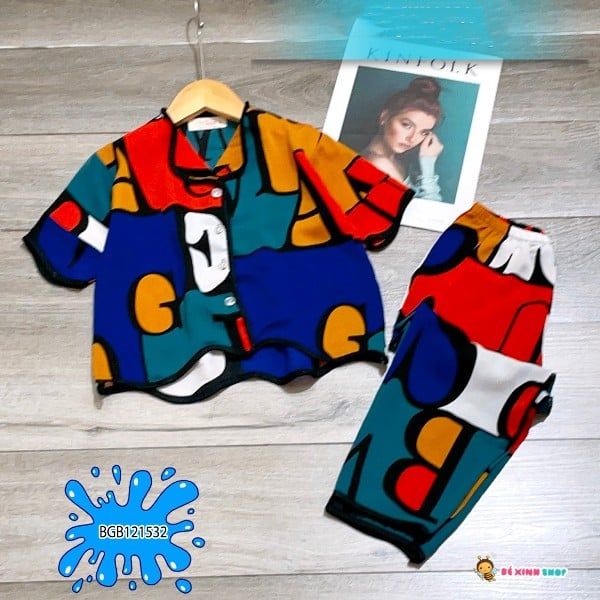 Bộ pijama phối màu dễ thương cho bé gái BGB121531