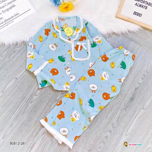 Set pijama bèo họa tiết dễ thương cho bé gái BGB121278