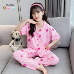 Pizama lụa dài mặc nhà dễ thương cho bé gái BXG1243